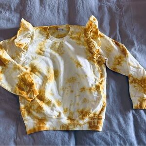 Clare V Yellow Tie-Dye Ruffle Sweatshirt NWOT